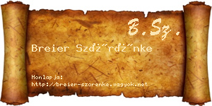 Breier Szörénke névjegykártya